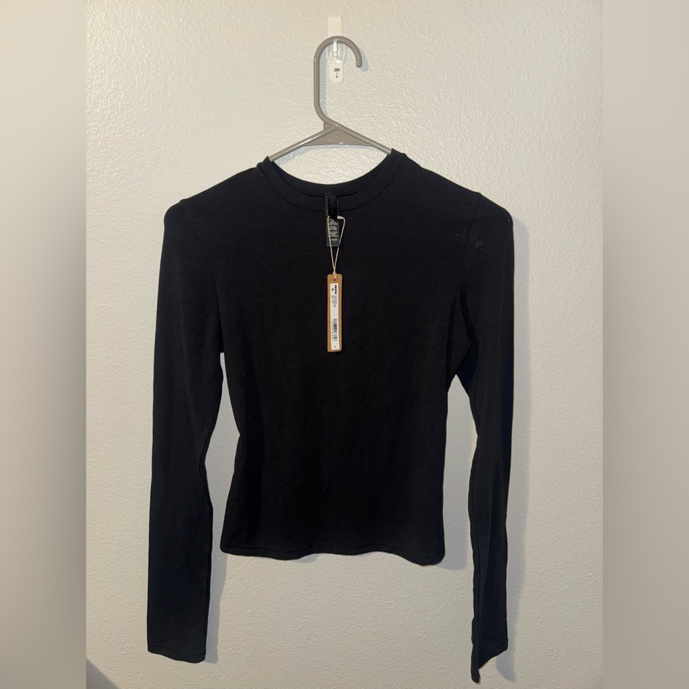 Skims Black Long Sleeve Top Cotton Jersey